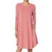 TheMogan Women's PLUS Basic Jersey Knit Long Sleeve Pocket A-Line T-Shirt Dress