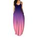 Besufy Sling Dress Tie-dye Sleeveless Polyester Fiber Backless V-neck Women Summer Strap Dress