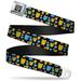 BD Wings Logo Brushed CLOSE-UP Black Silver Seatbelt Belt - Owls Black Seatbelt Belt Standard