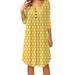 Women's Polka Dot Button Pleated Three-Quarter Sleeve Loose Dress