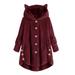 MIARHB women's blouse short sleeve Women Button Coat SolidTops Hooded Pullover Loose Sweater Blouse Plus Size