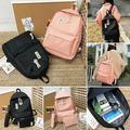 Veryke 3Pcs Backpacks for Teenage Girls for School, Black/Pink Traveling Canvas Backpacks for Girls, Schoolbag Casual Daypack Satchel Rucksack Backpacks for Women