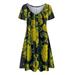 MIARHB Plus Size Skirt Floral Print Women Dress Women Vintage Casual Summer Floral Print V-Neck Short Sleeve Dress Mini Dress