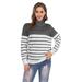 Women's sweater women's round neck loose large size high neck striped sweater color matching sweater OLRIK HL6214