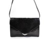 Pre-ownedRalph Lauren Women Sterling Silver Inlay Alligator Envelope Clutch Handbag Black