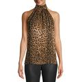 Scoop Printed Halter Neck Top Leopard Print Women's