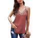 Women's V Neck Lace Tank Tops Trim Spaghetti Strap Camisole Cami Loose Soft Tank Top