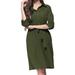 Dress Women,Lapel Button Shirt Dress Solid Color Slim Three-Quarter Sleeve Shirt Dress,Women'S Skirts