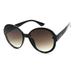 Womens Classic 90s Round Butterfly Chic Designer Sunglasses Shiny Black Brown