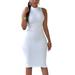 Women's Bodycon Plain Sleeveless Midi Dress Slim Fit Party Clubwear Sundress