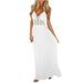 Tuscom Women Sexy Sleeveless Deep V-Neck Halter Dress Solid Backless Hollow Out Knitting Long Loose Dress for Summer Beach