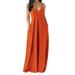 Xingqing Women Summer Female Maxi Dress Casual Plus Size V-Neck Sleeveless Printed Long Dresses