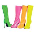 Ellie Shoes Sexy Disco Go Go Neon 80s Knee High 4" Heel Orange Boots