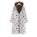 Jocestyle Dots Printed Women Hooded Coat Fleece Long Sleeve Outerwear (White S)