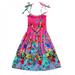 Clearance Sale!Bohemian Dress Kid Girl Suspenders Dress Summer Chiffon Beach Skirt Floral Print Dresses Spaghetti Strap Long Summer Beach Swing Dress