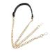 HEMOTON PU Leather Accessory Metal Chain for Woman Bags - Size Total Length 120cm plus 2 Buckles (Light Gold Chain and Black Leather)