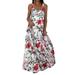 LAPA Women Sleeveless Round Neck Printing Long Dresses Casual Summer Beach Maxi Dress Sundress