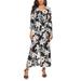 Women Floral Printed Asymmetric Maxi Dress,V Neck Tie Waist Buttons Split