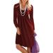 Women's Casual Long Sleeve Knee Length Pleated Dresses With Pockets