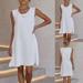 ClodeEU Women'S Summer Fashion Casual Round Neck Solid Sleeveless Loose Dress