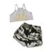 Ma&Baby Newborn Baby Girls Clothes Set Letter Print Sleeveless Cropped Tops Camouflage Side Split Short Pants