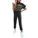 2Pcs Striped Tracksuit Set For Women High Waist Sports Jogger Trouser Pants Short Sleeve Casual Tops Blouse Outfits Set Sweatsuit Jogging Suit Activewear Sweatpants