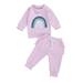 2Pcs/Set Baby Girls Boys Long Sleeve Rainbow Top Sweatshirt Long Pants Tracksuit Unisex Fall Winter Outfits