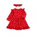 Children's Cute Peach Heart Princess Red Dressï¼ŒRed Bow Headband