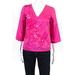 Badgley Mischka Womens Top Size 6 Pink Cotton Sequined V-Neck $495 New BST1118