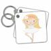 3dRose Cute Little Blonde Ballerina Girl Illustration - Key Chains, 2.25 by 2.25-inch, set of 2