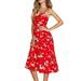 Women's Dresses Summer Sundress Floral Backless Spaghetti Strap Button Down Midi Dress with Pockets