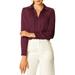 Allegra K Women's Elegant Solid V Neck Smooth Satin Long Sleeve Blouse