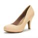 DREAM PAIRS Women's Low Heel Pump Shoes Toe Formal Elegant Slip On Pump Shoes ARPEL NUDE/NUBUCK Size 8.5
