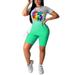 Calsunbaby Women 2PCS Short Sleeve T Shirt Tops Biker Workout High Waist Shorts Tracksuit S