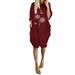 HIMONE Women Floral T Shirt Dress Pockets Shift Dress Casual Long Sleeve Loose Baggy Tunic Midi Dresses Plus Size Sundress