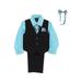 Lito Little Boys Hawaiian Blue Shirt Zipper Tie Bow Tie Vest Pant Set