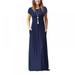 Kernelly Women's Short Sleeve Loose Plain Maxi Dresses Casual Long Dresses with Pockets