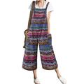 Citgeett Women's Loose Baggy Wide Leg Floral Denim Overalls Jumpsuit Harem Pants