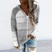 Fashion Women Casual Patchwork Long Sleeves Hooded Sweater Cardigan Blouse Tops