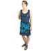 Sakkas Luciana Women's Tie Dye Bohemian Swing Midi Dress with Ties and Smock Back - Teal - L/XL