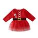 Infant Baby Girls Christmas Dress Xmas Crutch Crystal Dresses Tutu Clothes Santa Costume Party Baby Girl