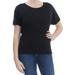 RALPH LAUREN Womens Black Embellished Short Sleeve Jewel Neck T-Shirt Top Size M