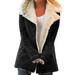 Womens Plus Size Warm Coats Solid Thick Fleece Jacket Casual Plush Lining Lapel Jacket Coat Winter Outwear