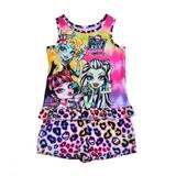 Monster High 2 PC Sleeveless Pajama Set Girl Size 10/12