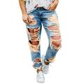 Summer Ripped Jeans for Women Sexy Casual Denim Pants Big Stretch Skinny Jeans Denim Pants Office Lounge Leisure Women Loungewear Jeans