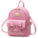 Girls Bowknot Cute Faux Leather Backpack Mini Backpack Purse for Women, Pink