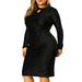 Agnes Orinda Juniors' Plus Size Keyhole Crew Neck Glitter Midi Dress