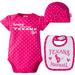 NFL Houston Texans Baby Girls Bodysuit, Bib and Cap Outfit Set, 3-Piece