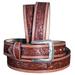 32-46 In Western Leather Belt Men Tan Tooled Dark Brown Stitching