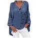 Plus Size Women Casual Long Sleeve Floral Print Loose V-neck Shirt Blouse Top